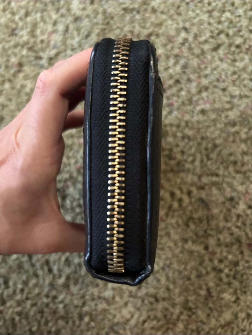 Kate Spade Black Pebbled Leather Zip Around Continental Wallet